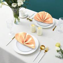 24 Pack Square Satin Dinner Napkins, 17x17 Inches Silky Soft Smooth Table Cloth Napkins For Restaurant Weddings Banquet Party Decoration, Peach,17inchx17inch(Setof24),Peach - Quả đào - Xem 6
