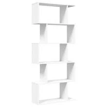 vidaXL Divisorio per ambienti con libreria a 5 ripiani, colore bianco, 70x24x161 cm, materiale a base di legno - Bianco - Visualizzare 3