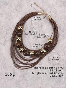 1 chiếc vòng cổ hạt cườm nhiều lớp phong cách Bohemian, dây ngắn họa tiết da báo thời trang, quà tặng cho bạn gái, mẹ, bạn thân, phụ kiện ngày lễ. - hạt - Xem 8