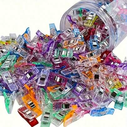Set van 10/20 mini positioneringsclips met willekeurige kleurrand, plastic quiltclips, naaiclips, scrapbookclips, stofbevestigingsclips, knutselclips voor doe-het-zelfprojecten.