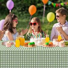 6 Pcs Sage Green Gingham Tablecloth Decorations, Disposable Plastic Green Checkered Tablecloth Buffalo Plaid Table Cover For Ba By Shower Bridal Wedding Birthday Party Supplies,54 X 108 Inch,SageGreen - 鼠尾草綠 - 查看 6