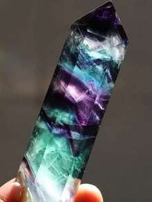 CUPIDCRYSTAL 1pc Colorful Natural Fluorite Crystal Specimen - Loose Gemstone, Striped Pattern, Hexagonal Columnar, Quartz Crystal, Size 2.76-4 Inches, Crystal And Gemstone - 7-8cm - View 15