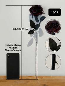 Artificial Black Rose, Dark Theme Decor. Long Stem Rose, Trimmable To Desired Length. Suitable For Bedroom, Living Room, Dining Room And Bathroom Home Decor. Ideal For Family Gatherings, Weddings, Parties, Gothic Style Decor And Outdoor Photography. Also A Great Gift For Women, Perfect For Making Bridal Bouquets. - Black - View 9