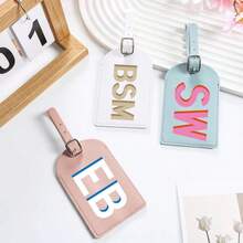 1Pc Personalized Leather Luggage Tag-Custom Monogram Or Name, Leather With Privacy Flap,Bridesmaid Proposal Box, Bachelorette Party Favor, Wedding Welcome Gift, Christmas Stocking Stuffer, Back-To-School Travel Essential - Multicolor - View 5