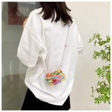 Mini Heart Shape Beaded Square Bag Colorblock Fashionable, Perfect For Music Festival, Perfect Valentine's Day Gift For Her, Best Valentines' Gift Choice Ever, Fashionable Heart Purse, Perfectly Match With Valentine Day Dress - Nhiều màu - Xem 7