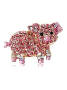 1 PC Creative Pink Pig Brooches For Women - Diamond-Studded Pink Pig Chest Ornaments, Stylish And Exquisite Clothing Accessories That Are Perfect For Individuality And Versatile Wear. Neckline Pins To Prevent Showing Through. Luxurious And Fashionable Accessories For Suits And Coats. Suitable For Wearing When Going Out. Exquisite Clothing Pins. A Gift For Women On Valentine's Day. Gifts For Mother, Father, Graduation, And Teacher - Multicolor - View 8