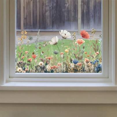 1ชิ้น สติกเกอร์ติดกระจกประตูและหน้าต่างลายดอกไม้ทันสมัย, สติ๊กเกอร์ไวนิลแบบใช้ซ้ำได้สองด้านลายผีเสื้อและกุหลาบแบบสถิต, เหมาะสำหรับตกแต่งห้องนอนและตู้เสื้อผ้า, สร้างบรรยากาศบ้านที่อบอุ่นและน่าอยู่