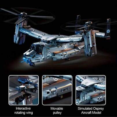 1480 Parça Büyük Boy Savaş Uçağı Yapım Blokları, Dev Düz Kanatlı Uçak Montaj Modeli, Kayar Lastikler, Tahrik Kanadı Döndürme Özelliği, Masaüstü Sergileme Parçası, Doğum Günü Hediyesi, Gençlerin Seveceği Bir Ürün