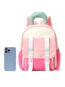 Sweet Color Block Backpack, Double Shoulder Backpack, Lightweight School Bag Large Capacity With Layered , Suitable For School/Outings/Daily Carrying - Multicolor - View 4