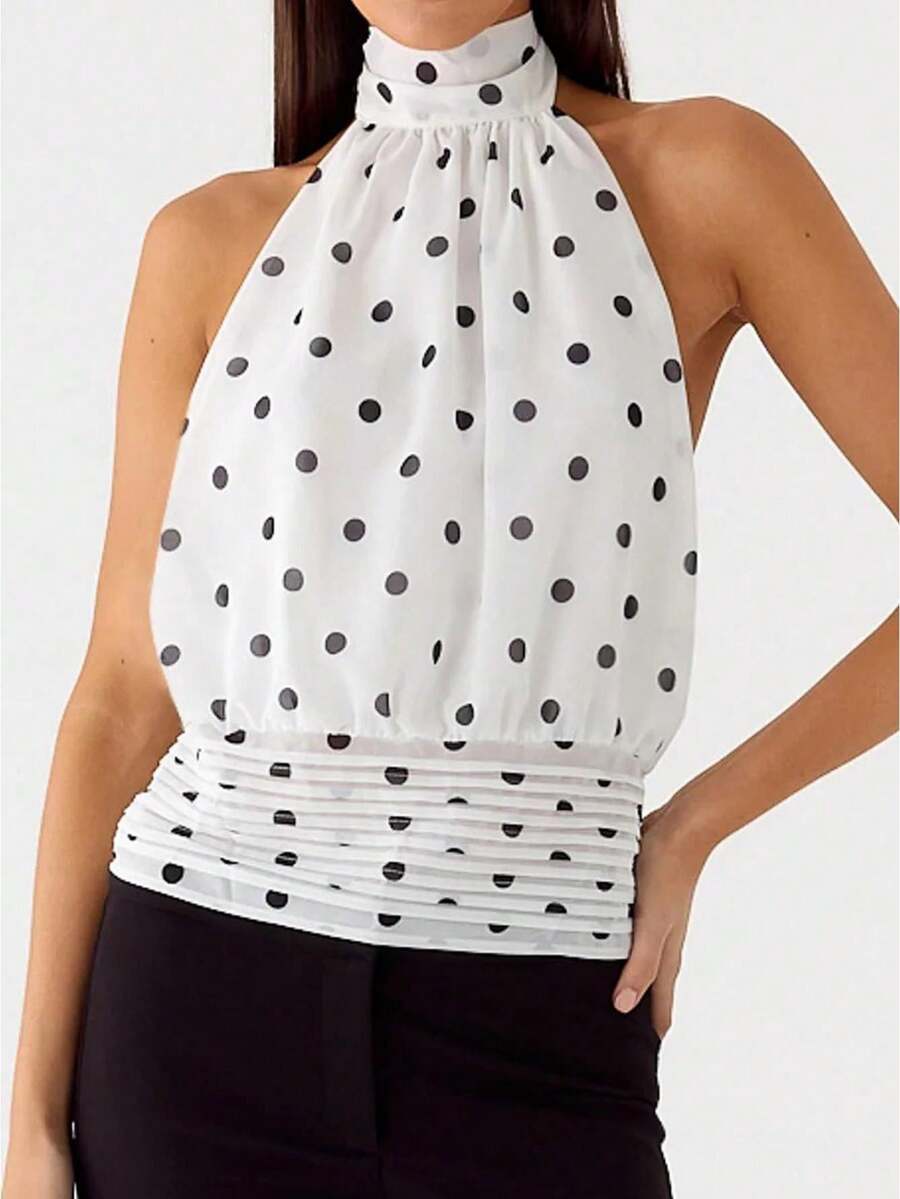 Women Halter Backless Tank Tops Cowl Neck Summer Going Out Cami Tops Women Halter Top Backless Tank Tops Cowl Neck Summer Going Out Outfits Cami Tops - 白色 - 查看 1