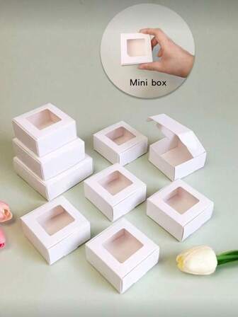 10/30个装DIY礼品盒，带透明PVC窗口，适用于珠宝、肥皂、糖果等，纸板包装，也可用于包装自制物品——非常适合情人节、婚礼、新娘送礼会、生日和派对手工礼物，派对回礼盒