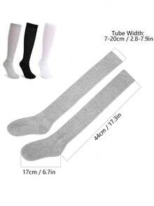 Extra Wide Non-Binding Diabetic And Circulatory Over The Knee Socks With Cushioned Sole - Xám - Xem 3