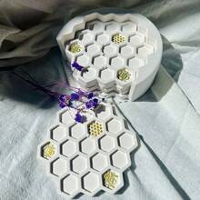 5pcs Resin Mold DIY Honeycomb Coaster Mold, Beehive Coaster Mold, Silicone Mold For Jewelry Making - Honeycomb Coaster Mold Set - View 8