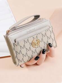 欧美荔枝纹理极简女士钱包 高品质优雅对折卡槽拉链零钱包 女士迷你钱包 小钱包 可爱钱包 手腕钱包 旅行必备证件套 挂绳身份证夹 - 杏色 - 查看 9