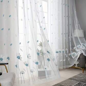 1 st [Perforerad] Broderad transparent gardin, perforerad design, förgyllt blommönster, lyxig textur, mjukgör ljus, lämplig för vardagsrum/sovrum, vintage palatsatmosfär