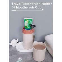 Estuche de viaje para cepillo para polvo de dientes, color gris, para cepillo para polvo de dientes y pasta dental, contenedor de cepillo para polvo de dientes portátil de viaje para viajes, - Paquete Rosado-1 - Ver 2