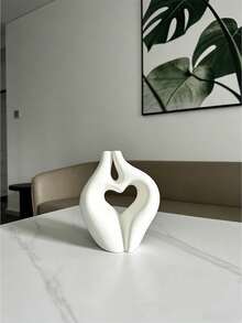 1pc Heart-Shaped Hollow Ceramic Vase, Abstract Art Decor Vase, Modern Minimalist Decorative Vase For Home Decor, Tabletop, Flower Arrangement, Dried Flowers, Suitable For Living Room, Bedroom, Entryway, Office, Cafe, Newlywed Anniversary, Valentine's Day, Birthday Gift - Multicolor - View 5