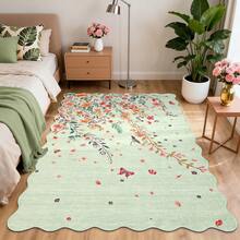 ANPHON Modern Floral Fan-Shaped Edge Rug Machine Washable Soft Non-Slip Low-Pile Non-Shedding For Bedrooms Dining Rooms Offices Game Rooms Laundry Rooms Entryways Farmhouses And Party Decorations - màu xanh lá - Xem 4