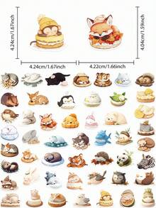 50pcs Sleeping Animals Stickers Cute Cartoon Graffiti Decal DIY Notebook Laptop Phone Guitar Stationery Stickers For Students Gift - Multicolor - View 2