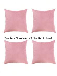 4pcs Modern And Comfortable Super Soft Short Plush Solid Color Pillowcase Set Without Filling For Home, Bedroom, Sofa Cushion Cover, Living Room, Bed Head, Etc. - Dusty Pink - View 9