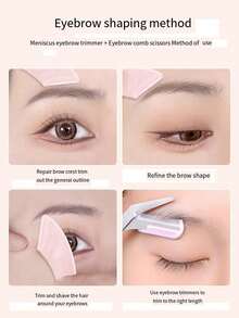 2 pièces/1 pièce Kit de mise en forme des sourcils, comprenant un rasoir à sourcils incliné, des ciseaux à sourcils et une brosse, convient aux débutants, accessoires d'épilation unisexes - Multicolore - Voir 4