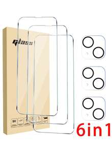 Bộ 6 miếng dán màn hình cường lực, tương thích với iPhone 17 Pro Max. Bao gồm 3 miếng dán màn hình cường lực độ phân giải cao và 3 miếng dán bảo vệ ống kính camera. Độ cứng 9H, thiết kế viền chống vỡ, phù hợp với tất cả các dòng 11/12/13/14/15/16 Pro Max/17 Pro Max. Miếng dán màn hình thiết yếu cho sử dụng hàng ngày, văn phòng và nhà. Chống nước, chống sốc, chống rơi, chống trầy xước. - Trong sáng - Xem 34