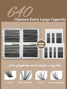 PALM LASHES 640pcs Clusters Wispy D Curl Cluster Eyelash Extensions Multi-Type Mixed DIY Eyelash Clusters Soft And Reusable Ultra-Large Capacity Individual Cluster Lashes (10&20&30D&40D&50D&60D&80D) - D - View 7