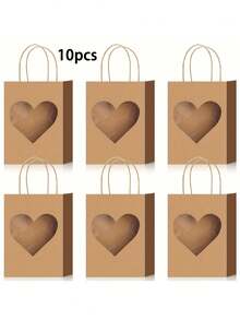 1/10/20/Pcs Kantong Kado Kertas Kraft dengan Jendela Transparan & Pintu Genggam yang Kokoh - Kotak Kardus Rustic Cocok untuk Souvenir Pesta, Pernikahan, Acara Mandi Pengantin, untuk Hadiah (10/20/30pcs) - MultiWarna - View 7