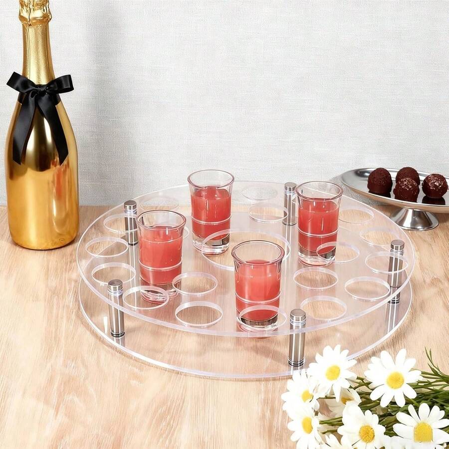 1pc Acrylic Wine Glass Holder Tray, Acrylic Stemware Rack, Suitable For Whiskey, Cocktail, Small Glass Display, Bar Club Decor Accessory - Transparent - View 1