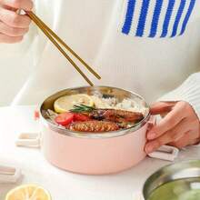 1/2/3/4pcs Stainless Steel High-Quality Solid Color Lunch Box With Lid, Multi-Layer Compartment, Multi-Functional, Heat-Resistant, Leak-Proof, Insulated, With Handle And Vent, Made Of Premium Materials, Suitable For Home, Kitchen, Dining, Office, Students, Hospitals, Visiting, Picnics, Camping And Travel - Pink - View 5