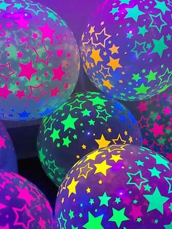 10 Fluorescent Balloons Glow-In-The-Dark Neon Balloons Party Decoration Candy Polka Dot Clear Set Balloons, Holiday Decoration Balloons, Bar Atmosphere Decoration Balloons, Glow Balloons, 12 Inches, Birthday Party Decorations, Birthday Party Balloons.