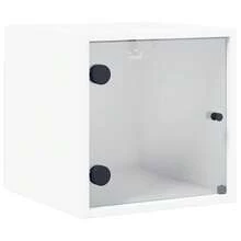 Comodini vidaXL con ante in vetro, 2 pezzi, bianchi, 35x37x35 cm - Bianco - Visualizzare 6