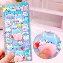 4 Styles Cute Cartoon Animal Stress Relief Stickers, Suitable For Sticker Books, Laptops, Refrigerators, DIY Phone Cases, Home Decor, Birthdays, Parties, Halloween, Christmas Gifts For Friends - Multicolor - View 4