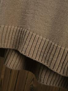Plus Size Women Sleeveless Knit Vest, Side Button Loose Mid-Length Layering Tank Top Spring - Camel - View 8
