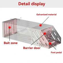 Humane Live Catch Mouse & Rat Trap – Galvanized Steel Reusable Cage - Silver - View 5