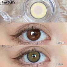 FRESH LADY Kính áp tròng Freshlady 1 cặp 14.00mm, màu nâu/xám/xanh tự nhiên, mềm mại và thoải mái, phù hợp cho trang điểm mắt và sử dụng hàng ngày. - 0 - Xem 11