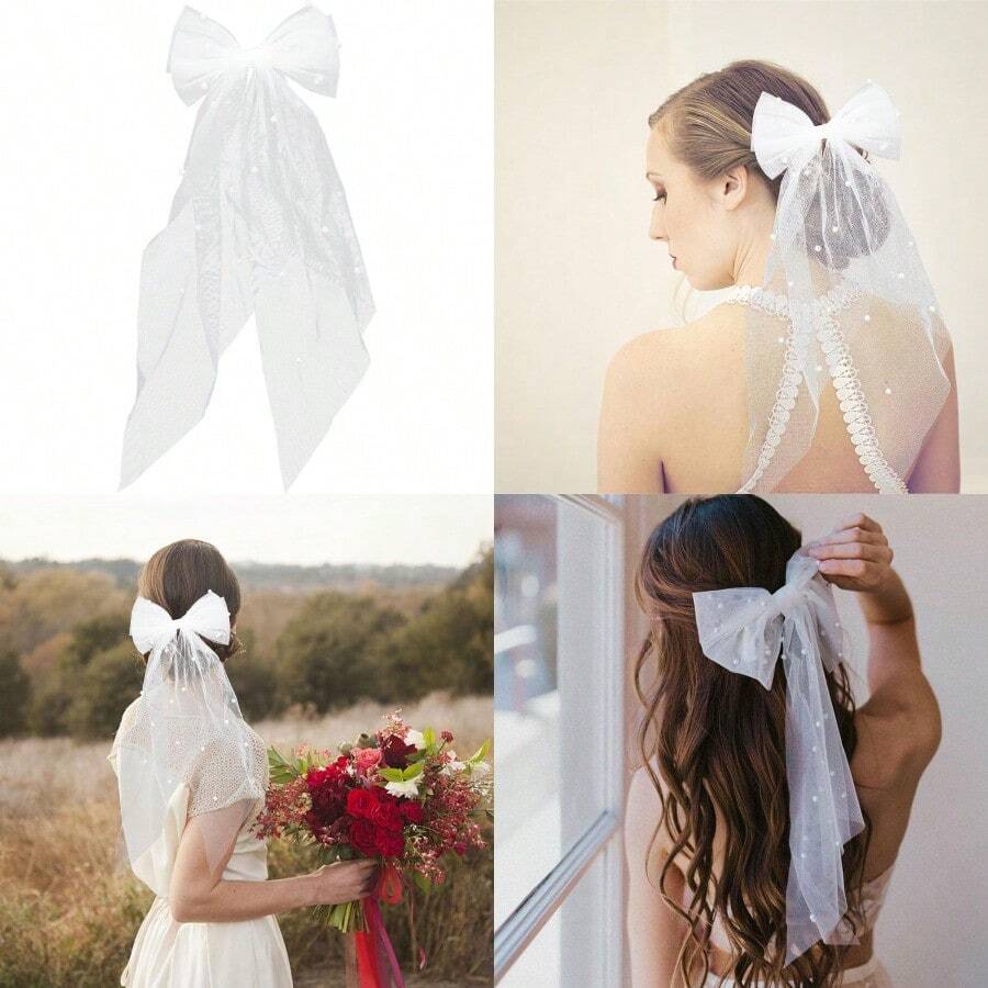 ml Angoily Pasador De Pelo Con Lazo Y Perlas Elegante Para Niñas Y Mujeres Pinza Decorativa Para Bodas Fiestas Y Uso Diario Accesorios Para Peinarse 17.3X5.9 Pulgadas10101 - Blanco - Ver 1