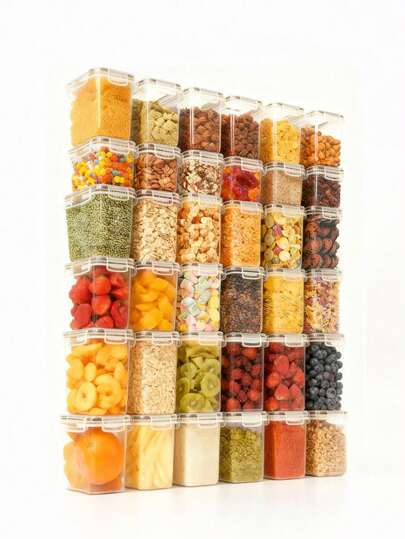 10/24 luftdichte Aufbewahrungsbehälter mit Etiketten - Küchenbehälter für Mehl, Zucker, Müsli, Pasta, Tee, Nüsse und Kaffeebohnen - Lebensmittel frisch und organisiert halten