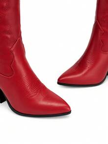 Botas Vaqueras para Mujer Hasta Las Rodilla y Tacón, Cowboy Boots Mujer - Rojo - Ver 8