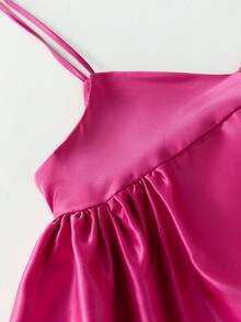 Elegant Sexig Ärmlös Fuchsia Miniklänning Med Knytning - Skrikrosa - Visa 3