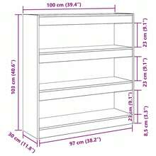 Libreria vidaXL in rovere artigianale, 100 x 30 x 103 cm, in legno composito. - Castano - Visualizzare 10
