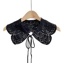 1 Pc Hollow Out Knitted Shawl Shrug Fake Collar For Women, Summer Korean Style, Versatile Neck Protection For Office Air-Conditioned Room, Decorative Outerwear With Knot Scarf, Suitable For Daily, Home & Work Wear - Màu be - Xem 5