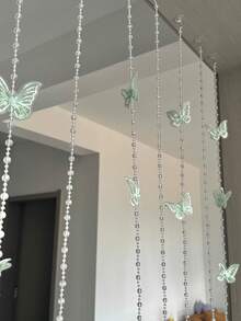 7件套珠帘 - 70厘米长浪漫水晶珠帘，饰有10只蝴蝶，可用作卧室隔断帘、家居装饰门帘、墙面挂饰，适用于婚礼、生日、节日和派对装饰 - 彩色 - 查看 7