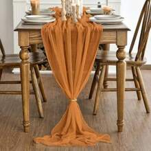 Artoid Mode Boho - Camino de Mesa de Gasa en para Bodas, Decoración de Otoño y Acción de Gracias para Comedor, Cocina y Fiestas en Interiores, 120 Pulgadas(160" Naranja) - Multicolor - Ver 4