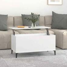 Table basse vidaXL blanche 90 x 44,5 x 45 cm, matériau à base de bois - Blanc - Voir 4