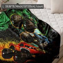 Monster Jam Monster Truck Flannel Blanket Soft Warm Polyester Fiber Throw For Kids Boys Girls All Seasons Ideal Gift - 彩色 - 查看 8