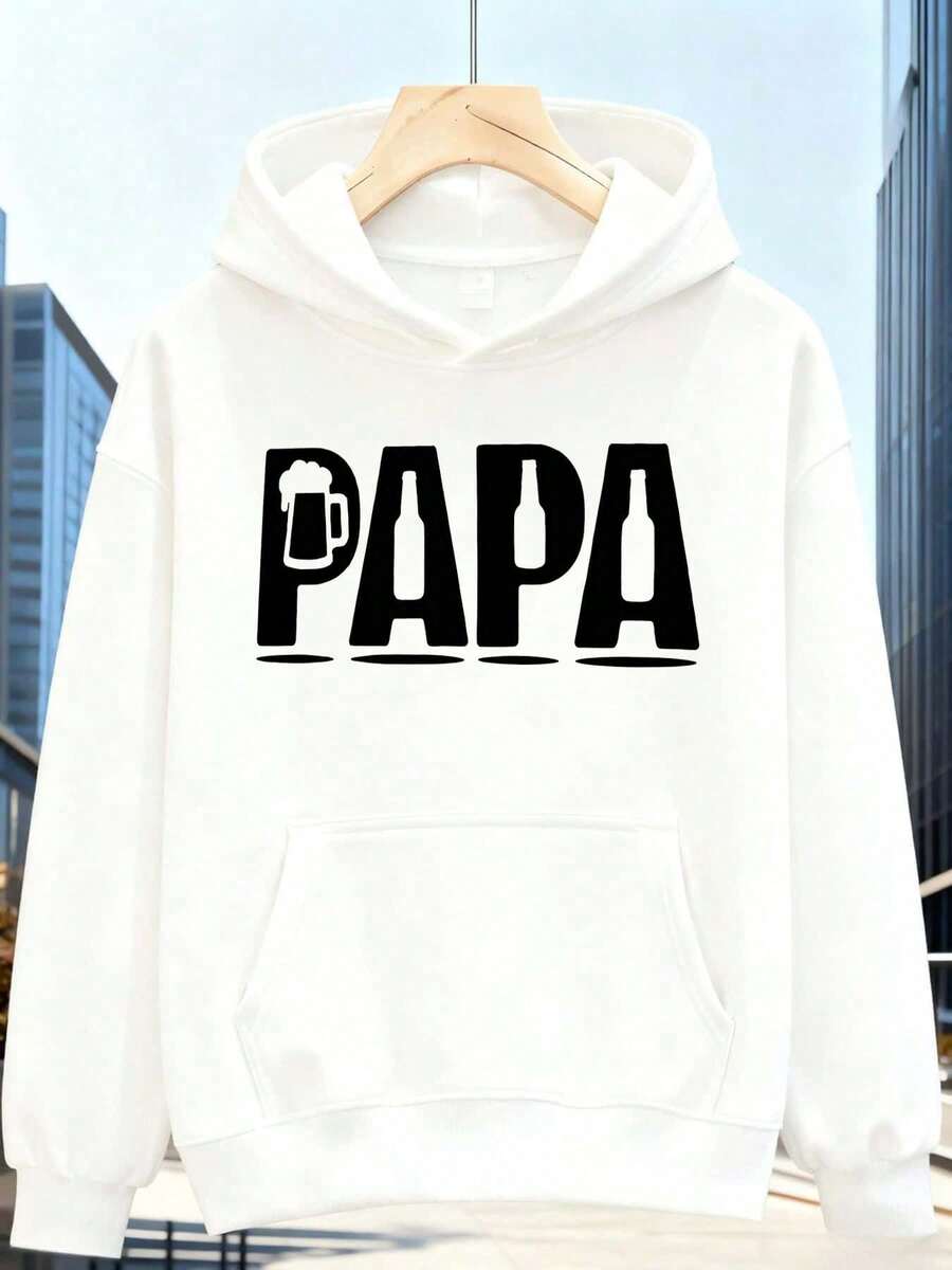 Sudadera con capucha y estampado de letras para hombre, otoño/invierno, color blanco, holgada, informal, lavable a máquina, con temática musical, tejido cómodo, estilo urbano, ideal para regalar. - Blanco - Ver 1