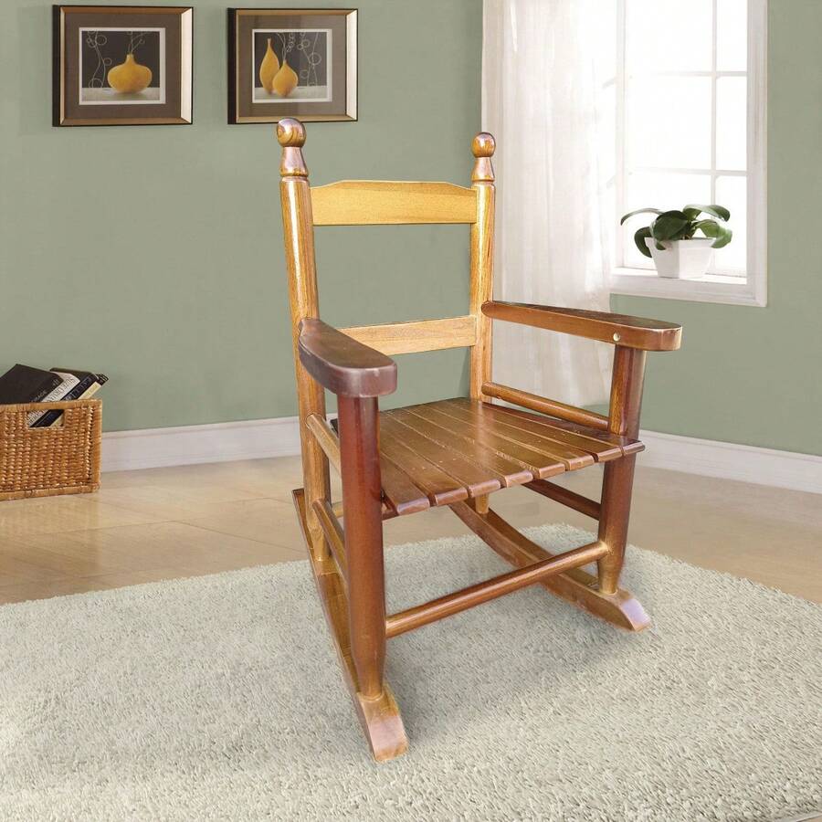 Red Rocking Chair For Children - Indoor Or Outdoor - Suitable For Children - Durable RR GPXF - Oak + Solid Wood - View 1