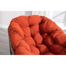 Silla mecedora de ratán para exteriores, silla reclinable con cojín acolchado para exteriores, para porche delantero, sala de estar, patio, jardín. 
 Blanco 6OUN - Naranja + Acero + Juego de Cómoda + Algodón - Ver 8
