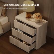 SICOTAS Night Stand Set 2 - Oversized Extra Large Bedside Table Modern Side Table With Storage Fluted 3 Drawer Nightstand 27.5" W End Tables Dorm Room Nightstands For Bedroom Sofa Couch Home Office - White Alder - 查看 6